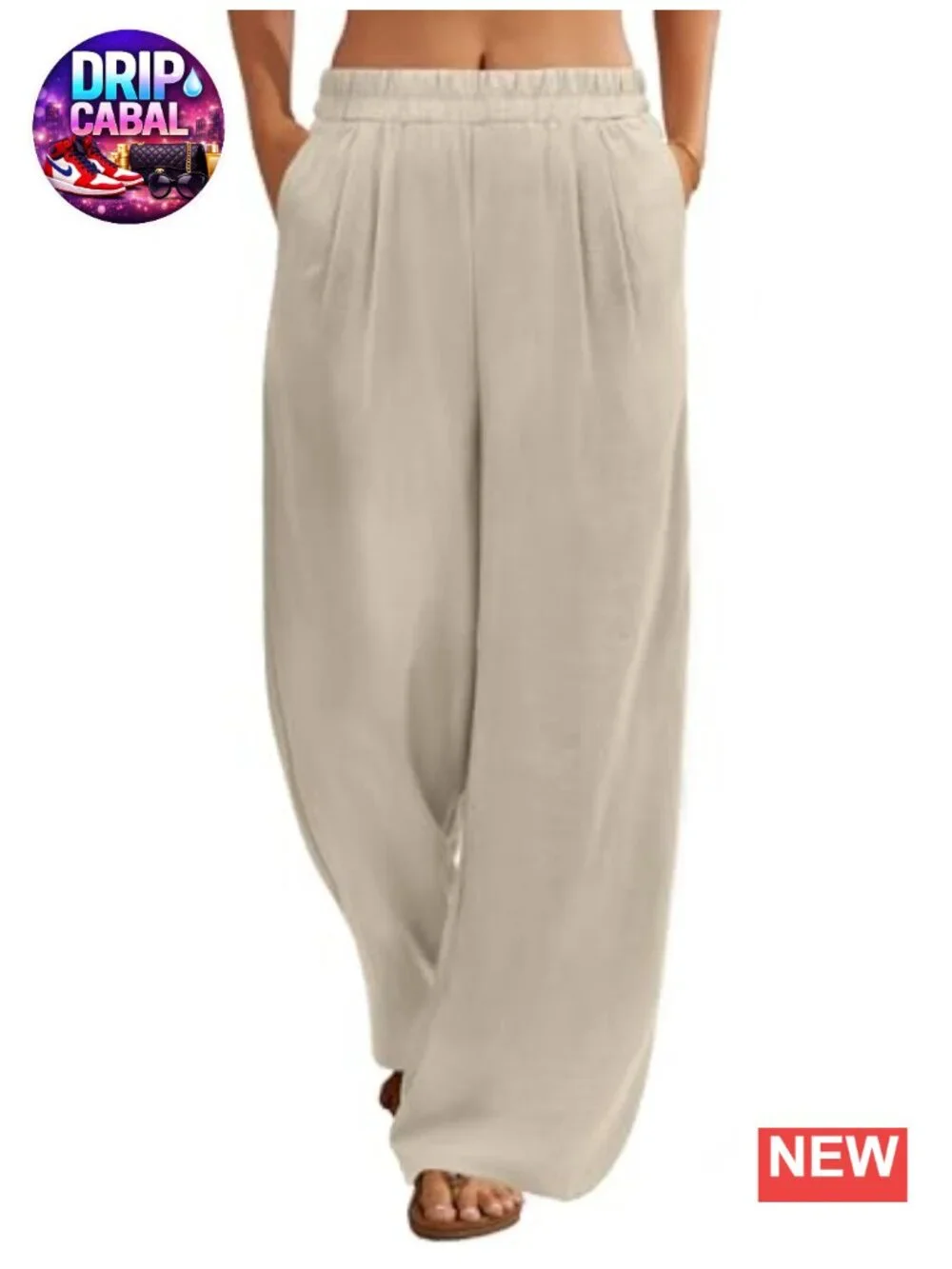 Women's Pleated Wide Leg Linen Palazzo Pants with Pockets